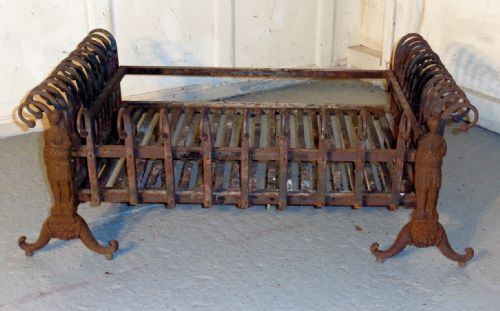 A Large Inglenook Fire Grate Set on Andirons
