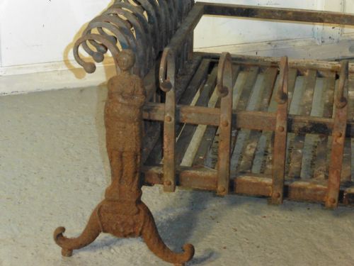 fig 2. A Large Inglenook Fire Grate set on Andirons
