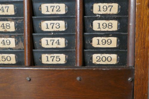 fig 1. Mahogany Clocking in Time Card Rack