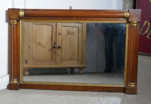 Regency Style Mahogany and Gilt Over Mantle Mirror