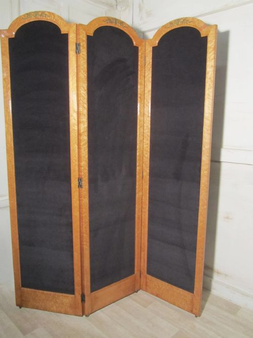 fig 1. 3 Fold Art Deco Dressing Screen, Bird’s Eye Maple Room Divider