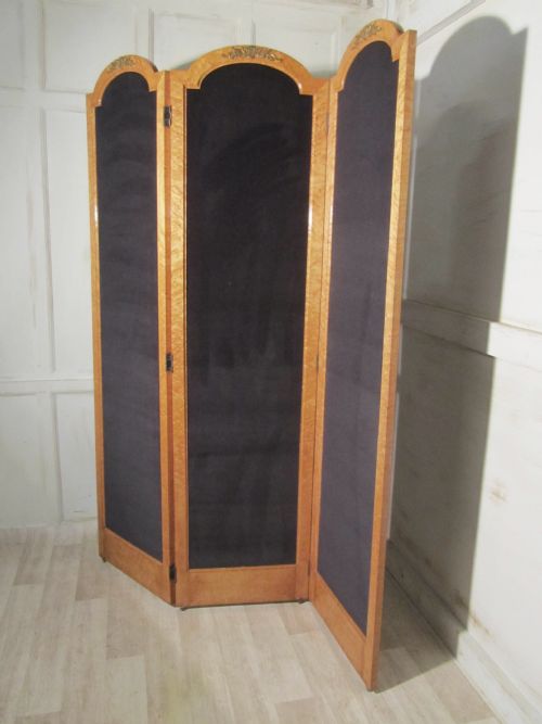 fig 2. 3 Fold Art Deco Dressing Screen, Bird’s Eye Maple Room Divider