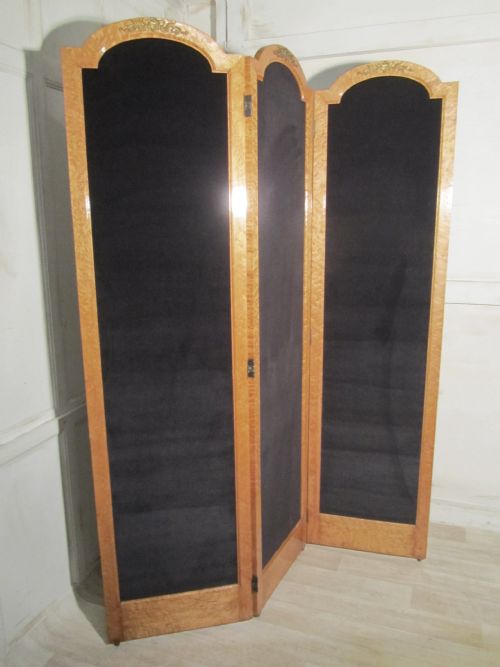 fig 3. 3 Fold Art Deco Dressing Screen, Bird’s Eye Maple Room Divider