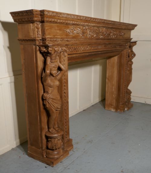 fig 1. Large 19th Century Adams Style Carved Fire Place