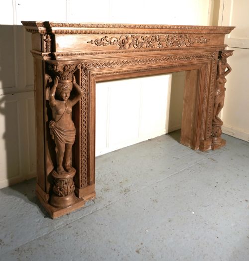 fig 2. Large 19th Century Adams Style Carved Fire Place