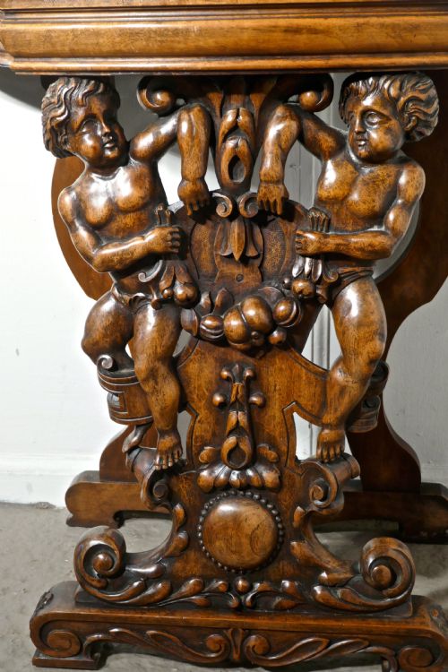 fig 1. A pair of 19th Century Ornately Carved Walnut Rocco Console Tables