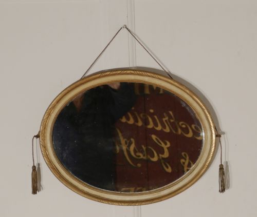 Napoleon III Oval Gilt and Painted Wall Mirror