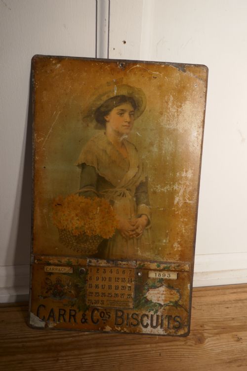 19th Century Tin Plate Perpetual Calendar Advertising Carr’s Biscuits 1893-1904
