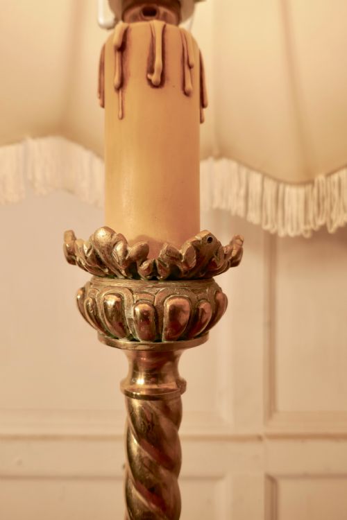 fig 2. Embossed Barley Twist Column Brass Table Lamp with New Shade