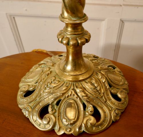 fig 3. Embossed Barley Twist Column Brass Table Lamp with New Shade