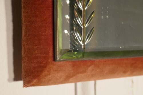 fig 2. Charming, Victorian Pink Velvet Boudoir Wall Mirror