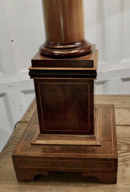 fig 1. Pair of Tall Art Deco Maple and Walnut Column Table Lamps