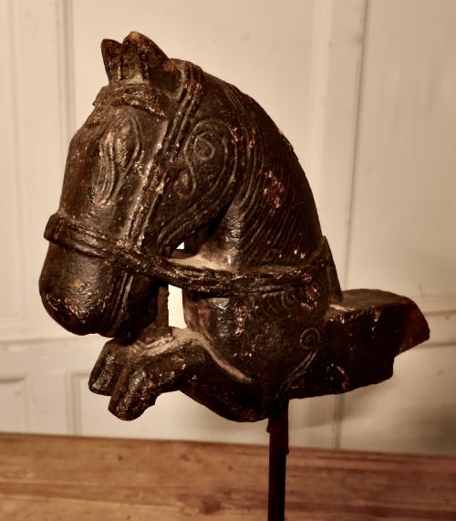 fig 1. Primitive Architectural Carved Wood Mounted Indian Horse Head