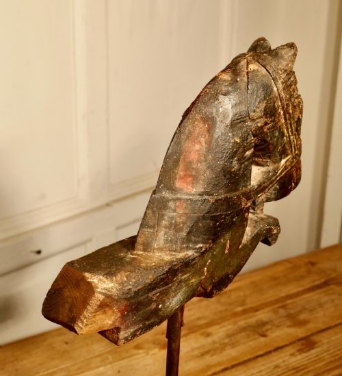 fig 3. Primitive Architectural Carved Wood Mounted Indian Horse Head