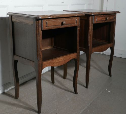 Pair of French Country Oak Bedside Cabinets
