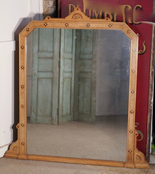 Large Victorian Arts and Crafts Over Mantle Mirror