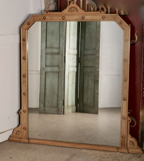 fig 1. Large Victorian Arts and Crafts Over Mantle Mirror