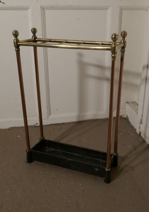 fig 3. Victorian Brass, Copper and Cast Iron Walking Stick Stand or Umbrella Stand