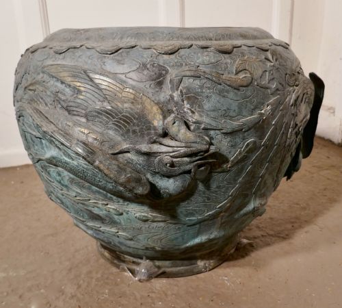 fig 1. Large Oriental 19th Century Decorated Bronze Jardiniere Pot