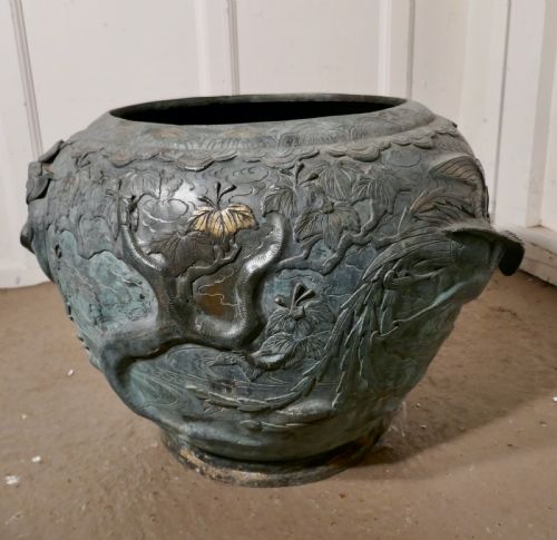 fig 2. Large Oriental 19th Century Decorated Bronze Jardiniere Pot