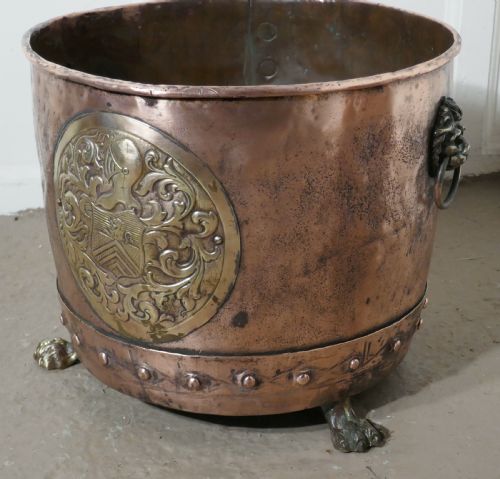 19th Century Copper Log Bin