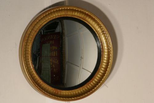 Small Round Frame Gilt Convex Wall Mirror