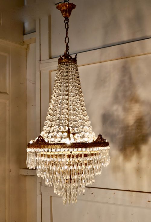 fig 1. Large French Empire Style Tent and Waterfall Chandelier