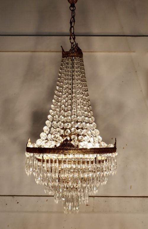 fig 4. Large French Empire Style Tent and Waterfall Chandelier