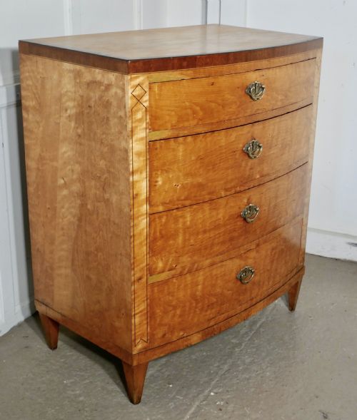 fig 3. Art Deco 4 Drawer Bow Front Chest of Drawers in Bird’s Eye Maple