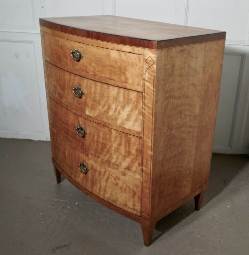 fig 4. Art Deco 4 Drawer Bow Front Chest of Drawers in Bird’s Eye Maple