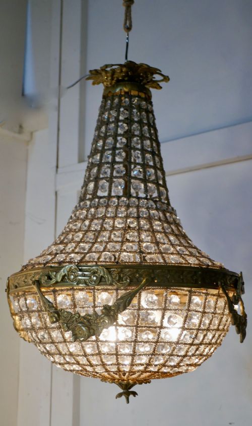 Large French Rocco Style Bag and Tent Chandelier