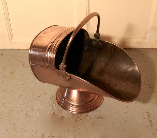 Victorian Arts and Crafts Copper Helmet Coal Scuttle 
