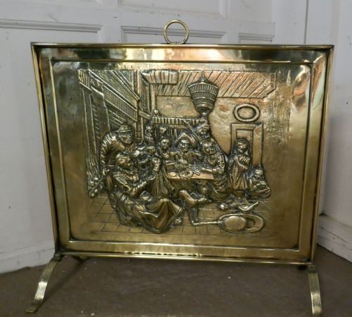 fig 1. A Large Victorian Musicians Scene Brass Fire Screen
