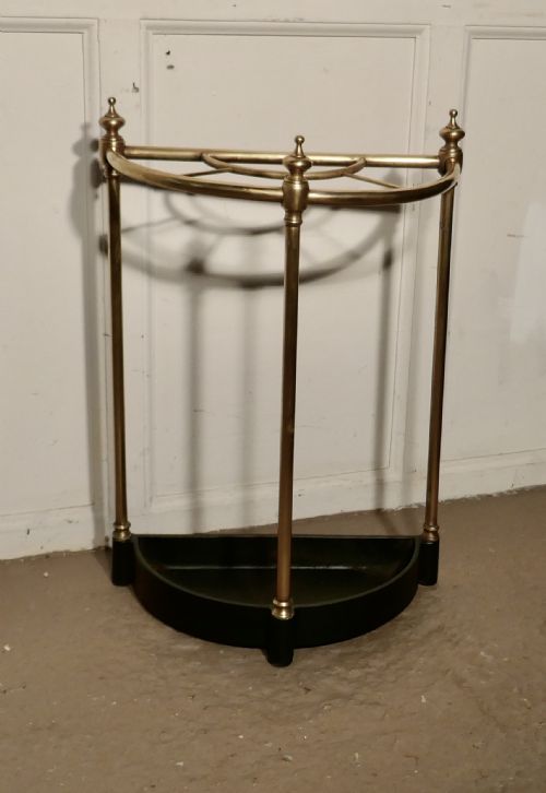 Half Round Brass & Iron Stick Stand or Umbrella Stand