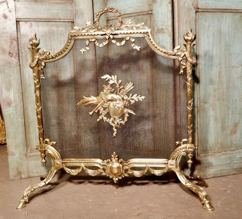fig 1. A Superb French Brass Rococo Fire Guard, Spark Screen