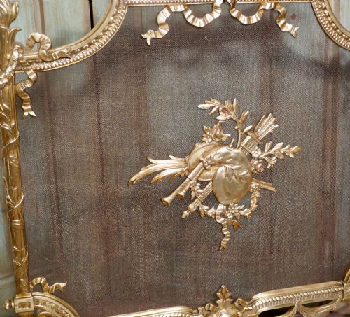 fig 2. A Superb French Brass Rococo Fire Guard, Spark Screen
