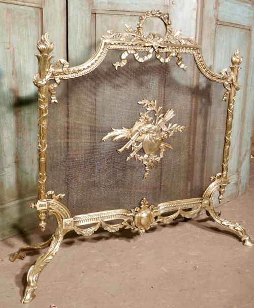 fig 3. A Superb French Brass Rococo Fire Guard, Spark Screen
