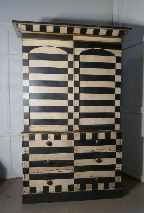 fig 1. 19th Century Italian Baroque Painted Linen Press