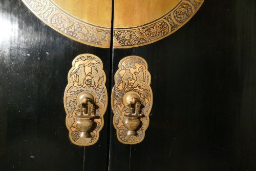 fig 3. Chinoiserie Art Deco Black Lacquer and Brass Cupboard