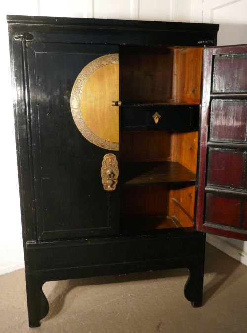 fig 4. Chinoiserie Art Deco Black Lacquer and Brass Cupboard