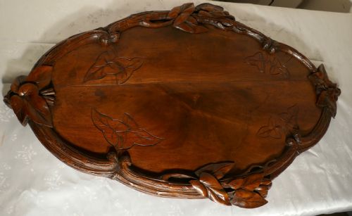 fig 2. French Walnut Wine Tray Carved with Vine Leaves
