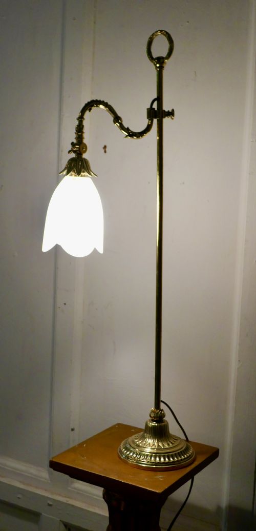 fig 3. Victorian Brass Desk Lamp with Opaline Glass Shade