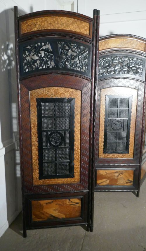 fig 2. 19th Century Japanese Folk Art 4 Fold Screen, Room Divider