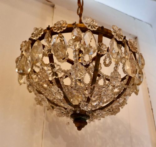 fig 1. Elaborate French Empire Beaded Basket Chandelier