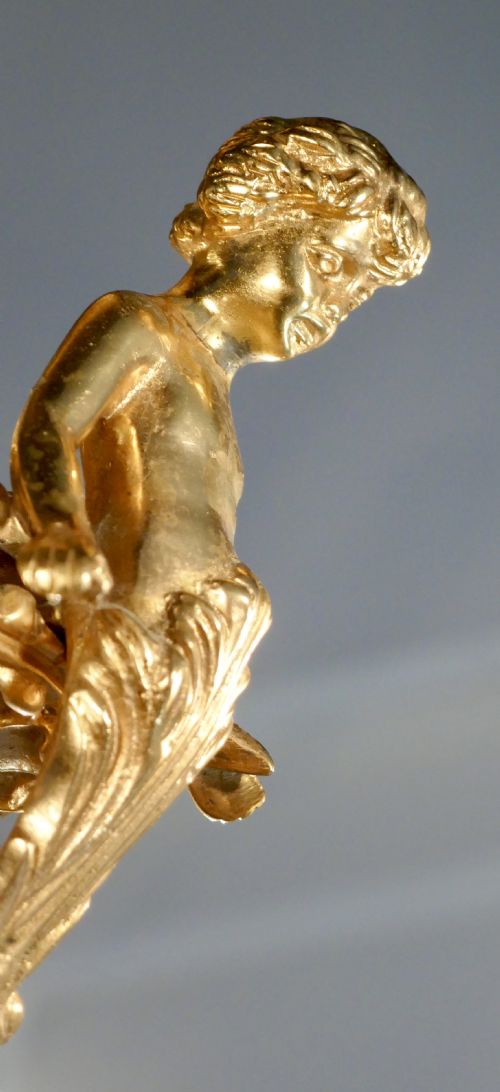 fig 2. A French Gilded Brass 6 Branch Rococo Cherub Chandelier
