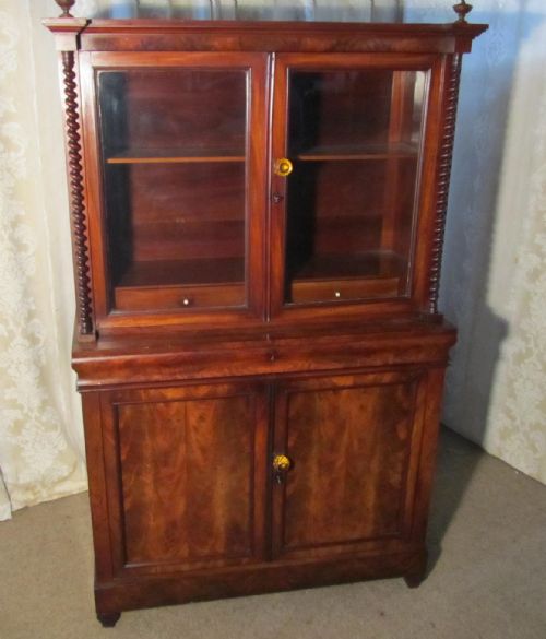 William IV Scottish Flame Mahogany Secretaire Bookcase