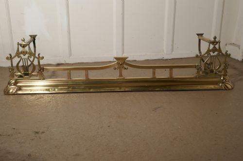 Large Victorian Art Nouveau Brass Fender