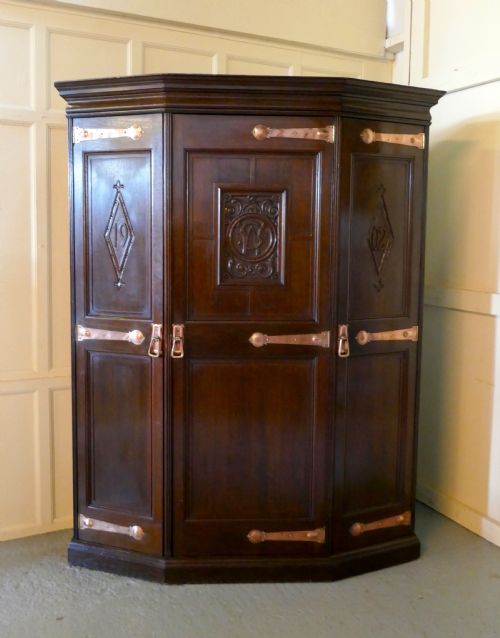 Large Arts and Crafts Hall Wardrobe , Made by Gillow for Liberty