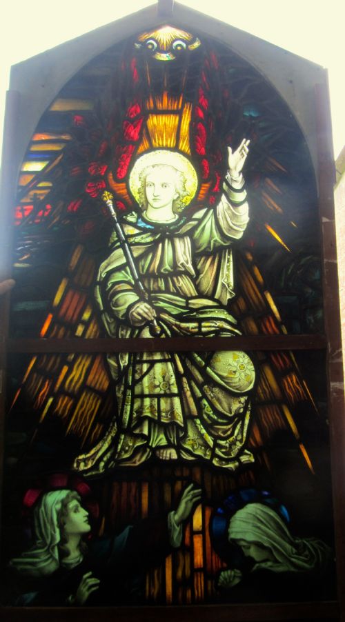 Painted and Stained Glass Window, Leaded Glass Church Window
