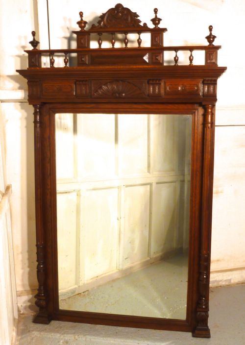 Large French Carved Oak Wall Mirror